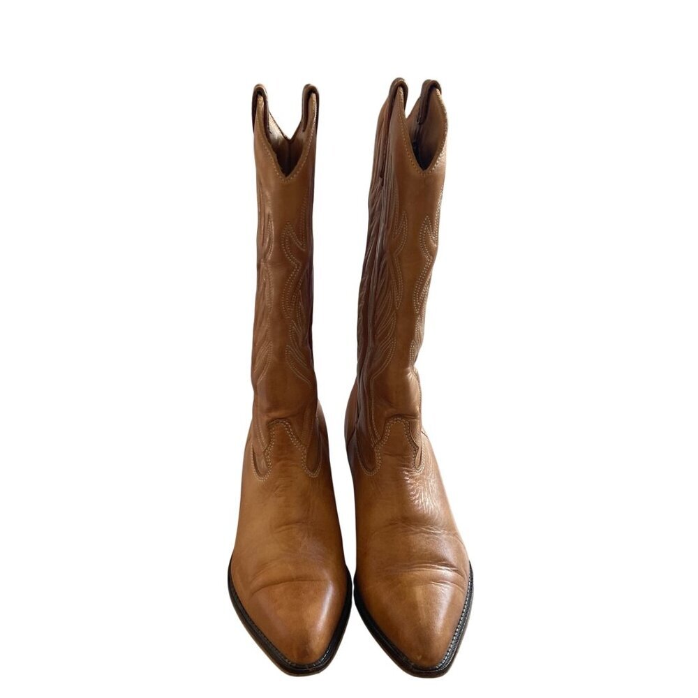 Zodiac Vintage Womens Boot Size 6 Tan Two Tone Embroidered Cowboy USA - Picture 3 of 13